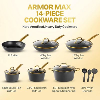 Image showing  Armor Max Gold Cookware Set, 14 pc.