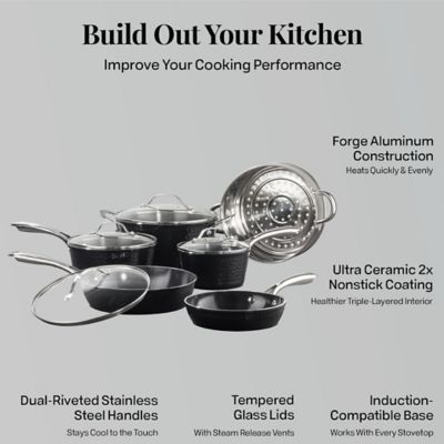 Image showing  Hammered Black 15 pc. Cookware Set