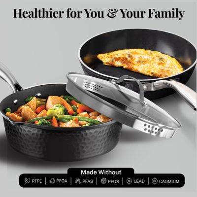 Image showing  4 qt. Hammered Black Deep Saute Pan