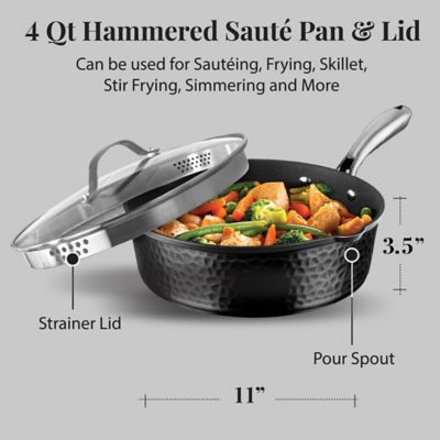 Image showing  4 qt. Hammered Black Deep Saute Pan