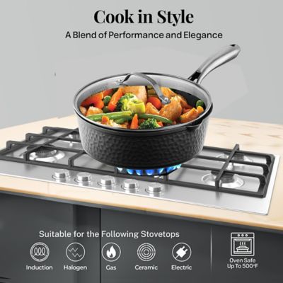 Image showing 5 th Gotham Steel 4 qt. Hammered Black Deep Saute Pan