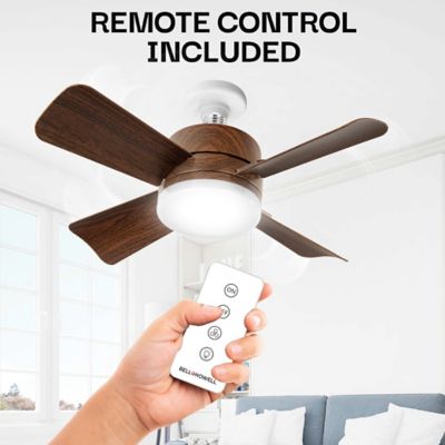 Image showing  15.7 in. Indoor Socket Fan LED Ceiling Fan with Remote, Wood Pattern