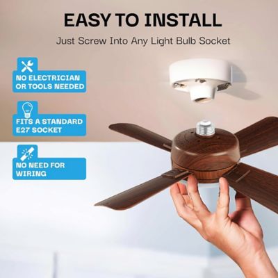 Image showing  15.7 in. Indoor Socket Fan LED Ceiling Fan with Remote, Wood Pattern