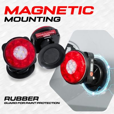 Image showing  Wireless Trailer Tow Lights, Adjustable Pivot Magnetic Mount, Brake, Turn, Hazard, & Reverse, 7 Pin Blade