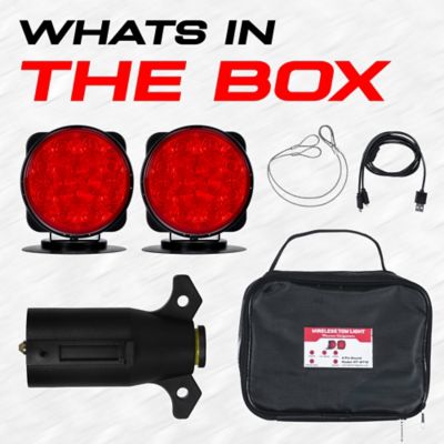 Image showing 7 th PartsMT Wireless Trailer Tow Lights, Adjustable Pivot Magnetic Mount, Brake, Turn, Hazard, & Reverse, 7 Pin Blade