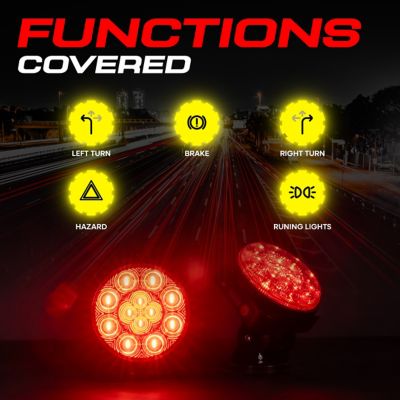 Image showing 5 th PartsMT Wireless Trailer Tow Lights, Adjustable Pivot Base Magnetic Mount, Brake, Turn, Hazard, 4 Pin Flat Connector