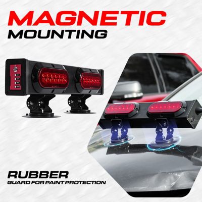 Image showing  20 in. Wireless Trailer Tow Light Bar - Rechargeable, Adjustable Pivot Base, Magnetic Suction Mount - 4 Pin Round