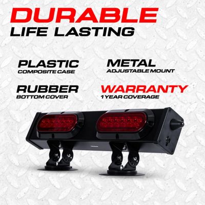 Image showing  20 in. Wireless Trailer Tow Light Bar - Rechargeable, Adjustable Pivot Base, Magnetic Suction Mount - 4 Pin Flat