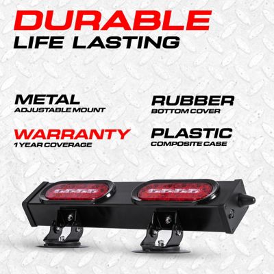 Image showing  20 in. Wireless Trailer Tow Light Bar - Rechargeable, Adjustable Pivot Base, Magnetic Suction Mount - 7 Pin Blade