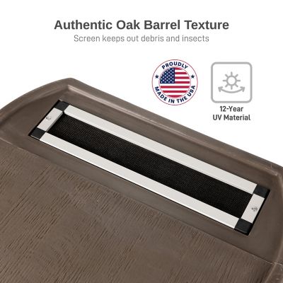 Image showing  50 Gallon Polyethylene Flat Back Brass Spigot Rain Barrel, Walnut Color