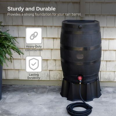 Image showing  50 Gallon Polyethylene Flat Back Rain Barrel Stand, Black Color