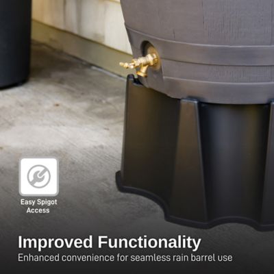 Image showing  50 Gallon Polyethylene Flat Back Rain Barrel Stand, Black Color