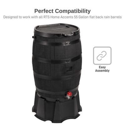 Image showing  55 Gallon Polyethylene Flat Back Rain Barrel Stand, Black Color