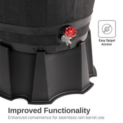 Image showing 5 th RTS Home Accents 55 Gallon Polyethylene Flat Back Rain Barrel Stand, Black Color