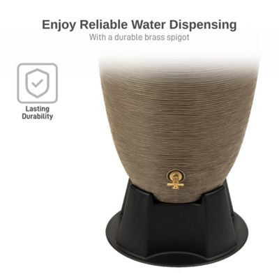 Image showing  50 Gallon Polyethylene Newport Rain Barrel with Removable Lid and Stand