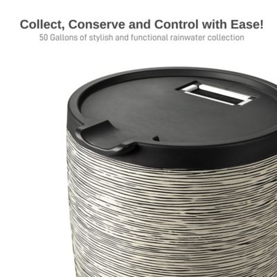 Image showing  50 Gallon Polyethylene Newport Rain Barrel with Removable Lid and Stand