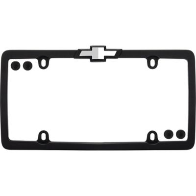 Cruiser Accessories Chevrolet, Matte Black/Chrome with Fastener Caps License Plate Frame