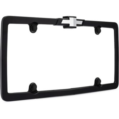 Image showing  Chevrolet, Matte Black/Chrome with Fastener Caps License Plate Frame