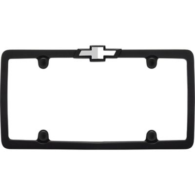 Image showing  Chevrolet, Matte Black/Chrome with Fastener Caps License Plate Frame