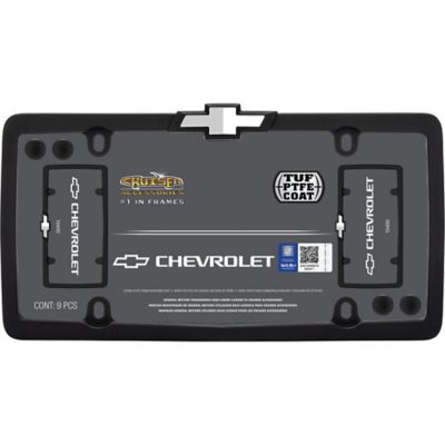 Image showing  Chevrolet, Matte Black/Chrome with Fastener Caps License Plate Frame