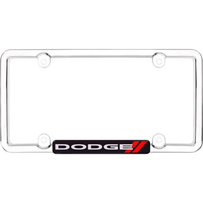 Cruiser Accessories Dodge, Chrome/Red License Plate Frame