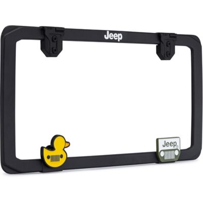 Image showing  Jeep, Matte Black with fastener caps License Plate Frame