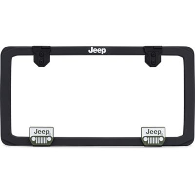 Image showing  Jeep, Matte Black with fastener caps License Plate Frame