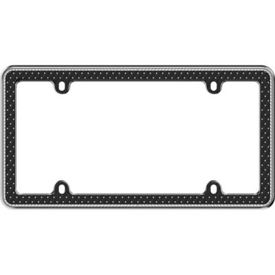 Cruiser Accessories Button Tuck Bling, Chrome/Black/Clear License Plate Frame