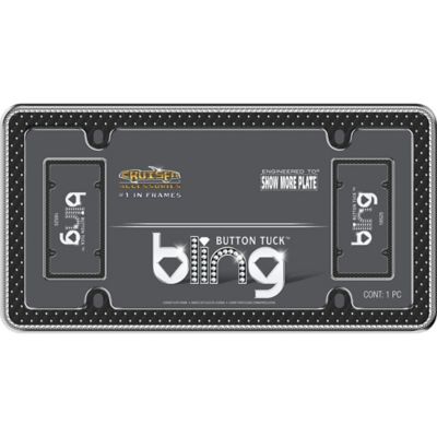 Image showing  Button Tuck Bling, Chrome/Black/Clear License Plate Frame