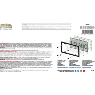 Image showing  Button Tuck Bling, Chrome/Black/Clear License Plate Frame