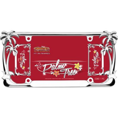 Image showing  Palm Tree, Chrome License Plate Frame
