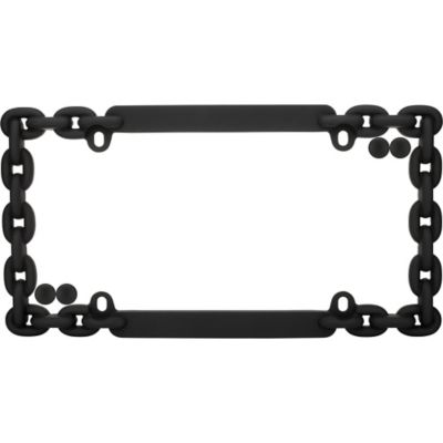 Cruiser Accessories Chain, Matte Black with Fastener Caps License Plate Frame