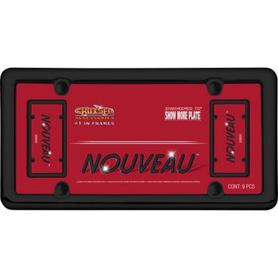 Image showing  Nouveau, Black with Fastener Caps License Plate Frame