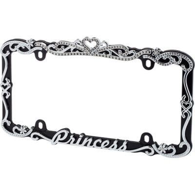 Image showing  Princess, Chrome/Black License Plate Frame