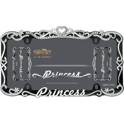 Image showing  Princess, Chrome/Black License Plate Frame