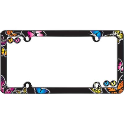Cruiser Accessories Butterfly, Chrome with Fastener Caps License Plate Frame