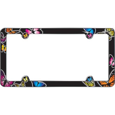 Image showing  Butterfly, Chrome with Fastener Caps License Plate Frame