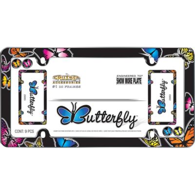 Image showing  Butterfly, Chrome with Fastener Caps License Plate Frame