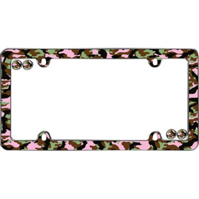 Cruiser Accessories Camo-Girl, Chrome with Fastener Caps License Plate Frame