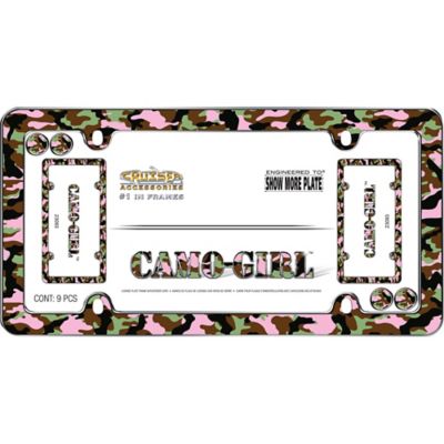 Image showing  Camo-Girl, Chrome with Fastener Caps License Plate Frame