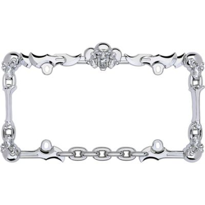 Cruiser Accessories Skull & Bone, Chrome License Plate Frame