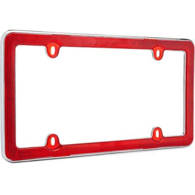 Image showing 1 th Cruiser Accessories Metal Red Reflector III, Red/Chrome License Plate Frame
