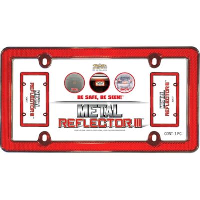 Image showing 2 th Cruiser Accessories Metal Red Reflector III, Red/Chrome License Plate Frame