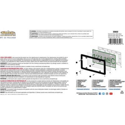 Image showing  Diamond Plate, Matte Black License Plate Frame