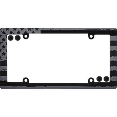 Cruiser Accessories American Flag, Matte Black with Fastener Caps License Plate Frame