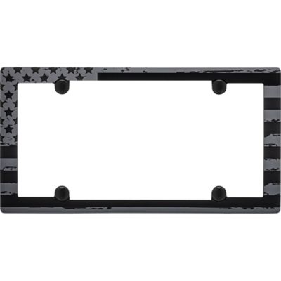 Image showing  American Flag, Matte Black with Fastener Caps License Plate Frame