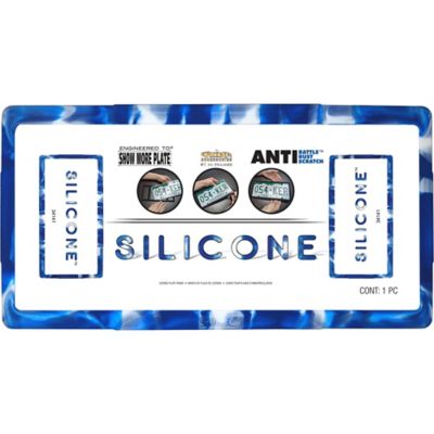 Image showing  Silicone, Blue/White License Plate Frame