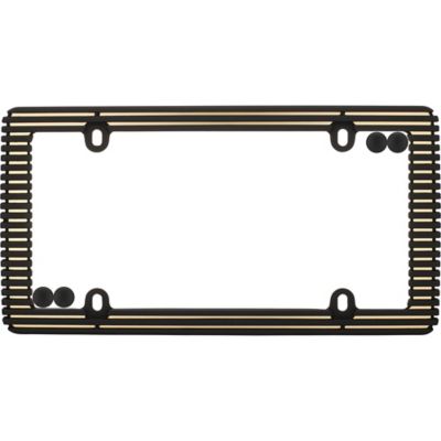 Cruiser Accessories Billet, Matte Black/Matte Gold with Fastener Caps License Plate Frame