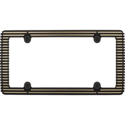 Image showing  Billet, Matte Black/Matte Gold with Fastener Caps License Plate Frame