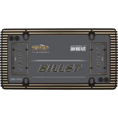 Image showing  Billet, Matte Black/Matte Gold with Fastener Caps License Plate Frame